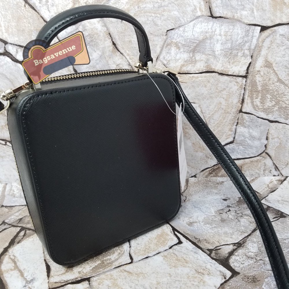 Daisy Vanity Crossbody Meow Cat Leather Bag Top Handle Purse Black Kate Spade - Picture 10 of 12